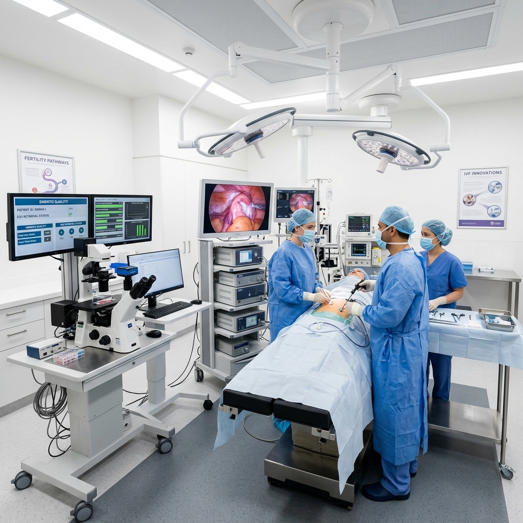 High-tech laparoscopic surgery operating room for IVF clinic